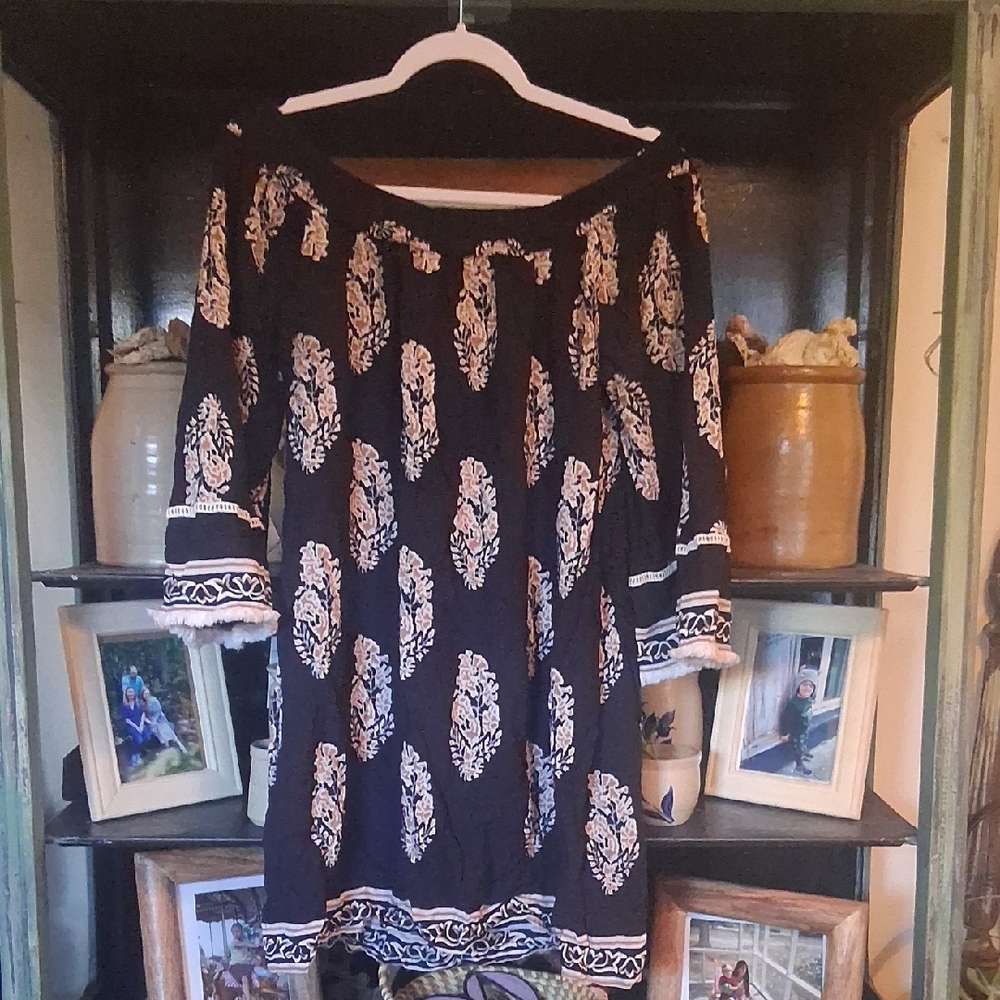 Elegant Blue and Cream Women's Dress